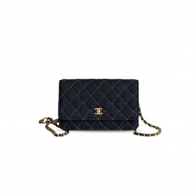 CHANEL MASTER CLASSIC WALLET ON CHAIN DENIM GHW AP4241 (19*13*4cm)